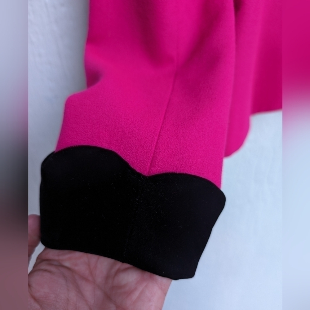 Vintage Union Made Label Barbiecore Magenta Pink Velvet Trim Rhinestone Blazer 6 - Picture 8 of 10